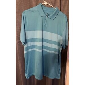 Nike Dri-FIT Golf Polo Shirt Mens Large Blue Striped Short Sleeve Standard Fit
